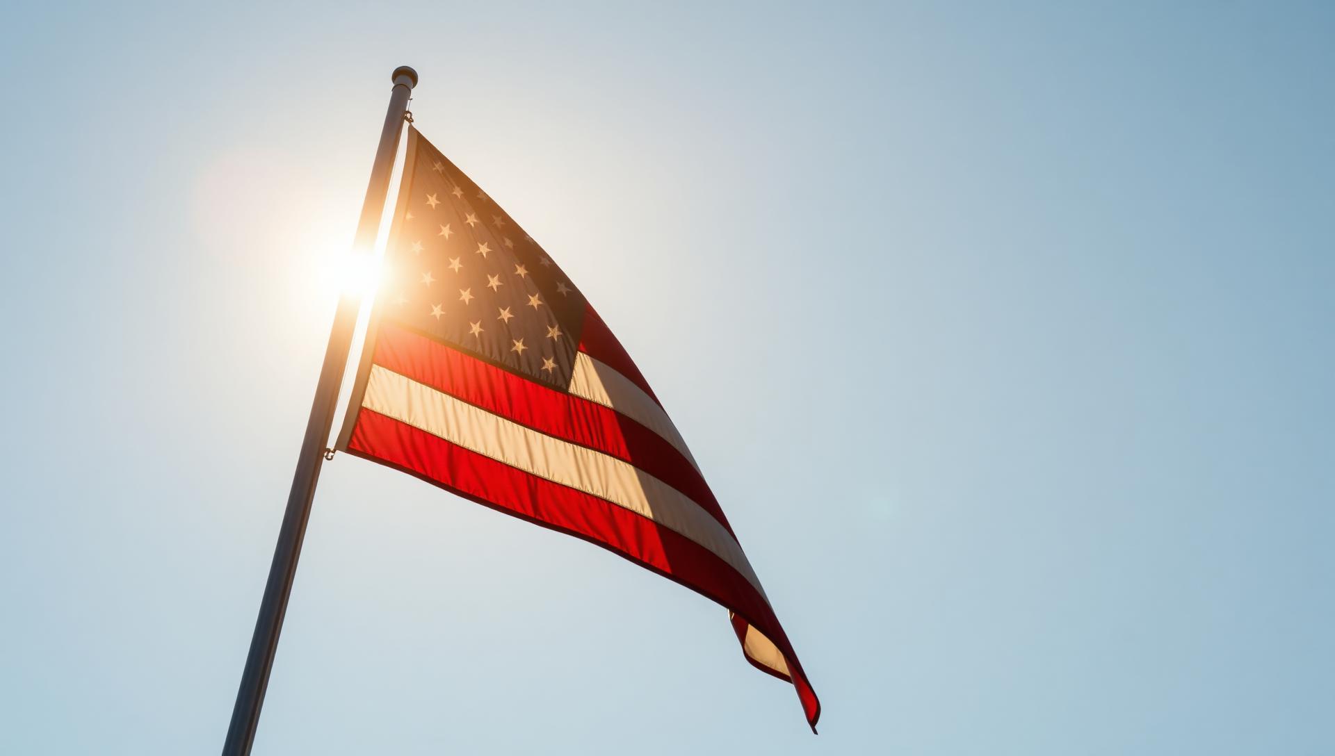 Amerikanische Flagge im goldenen Abendlicht